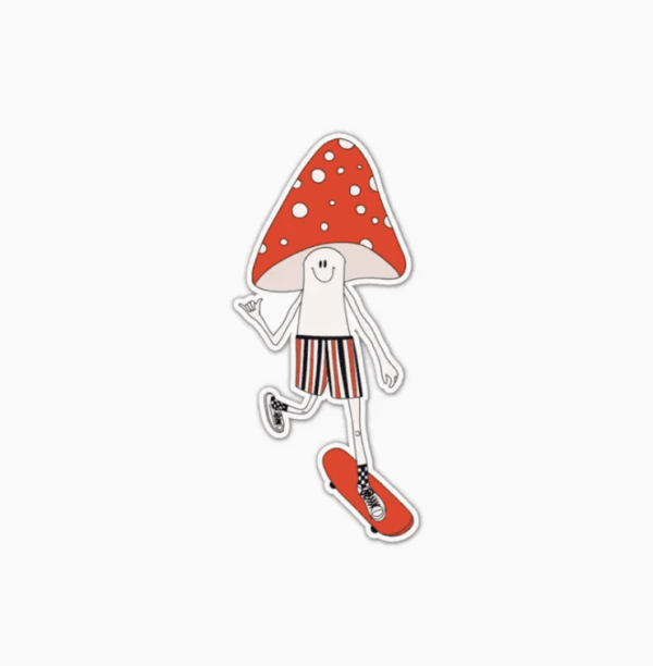 Mushroom Guy Skating Sticker