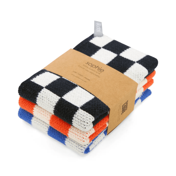 Cotton Dishcloths - Navy Check