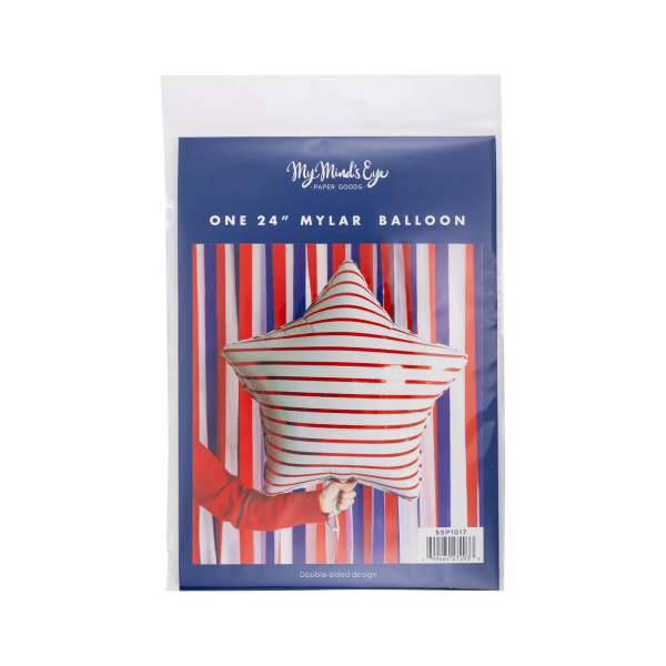 Red Striped Shaped Mylar Balloon