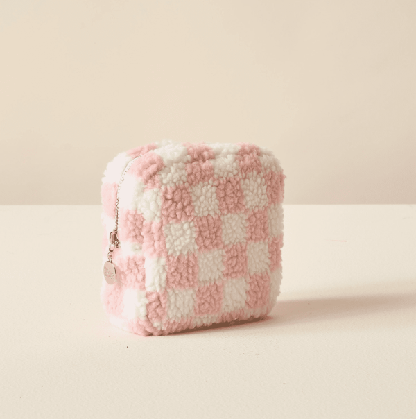 Blush Check Square Pouch