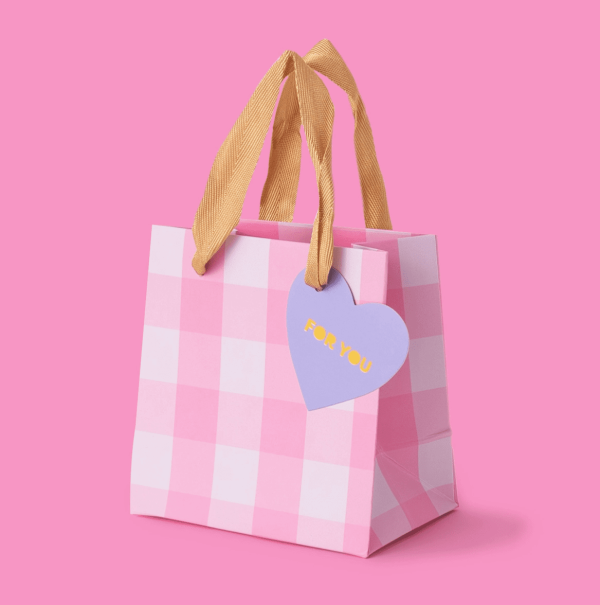 Light Pink Gingham Gift Bag, Sm