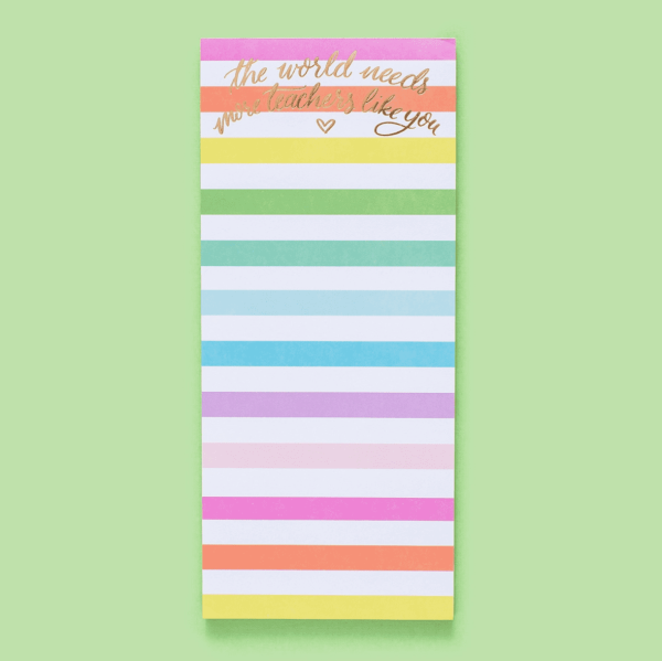Teacher Appreciation Notepad, Rainbow Stripes