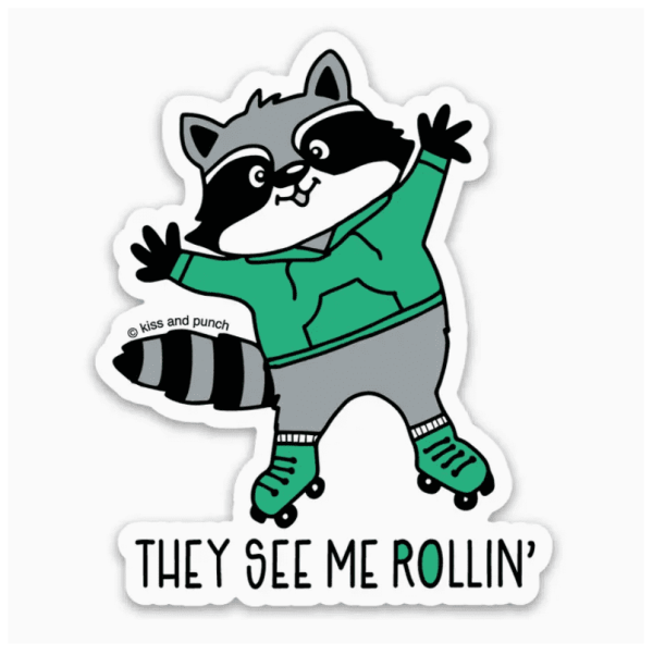Rollin' Raccoon Sticker