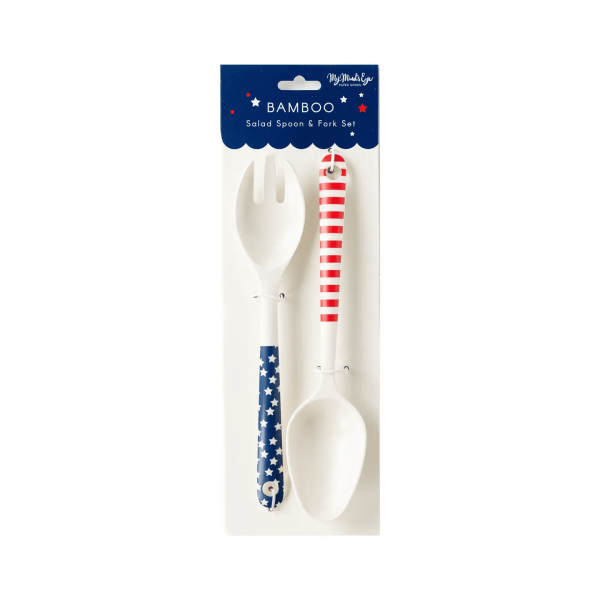 Stars and Stripes Salad Spoon & Fork Set