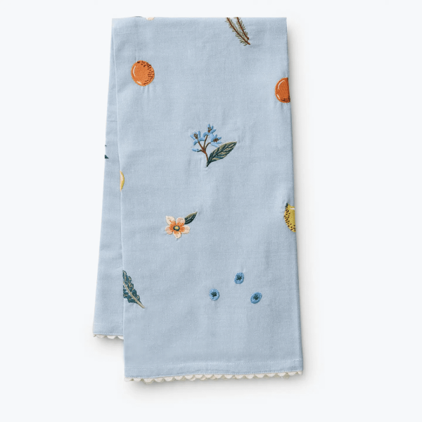 Fruit Stand Embroidered Tea Towel