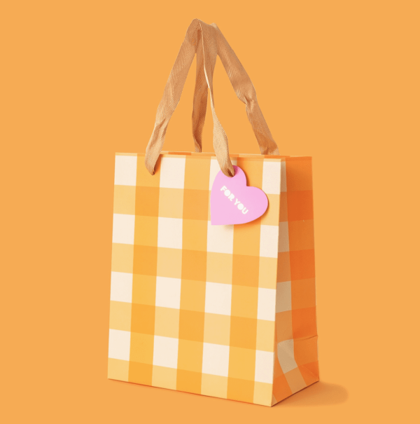 Orange Gingham Gift Bag, Md