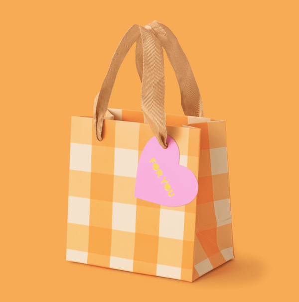 Orange Gingham Gift Bag, Sm