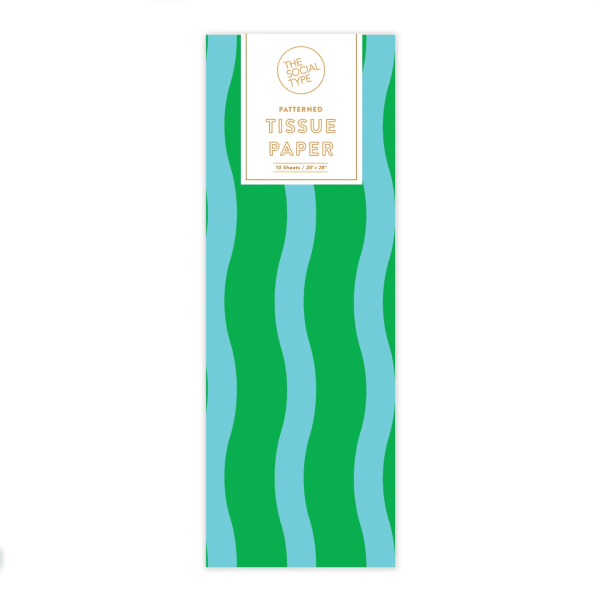 Green/Aqua Jelly Fussy Stripe Tissue Paper