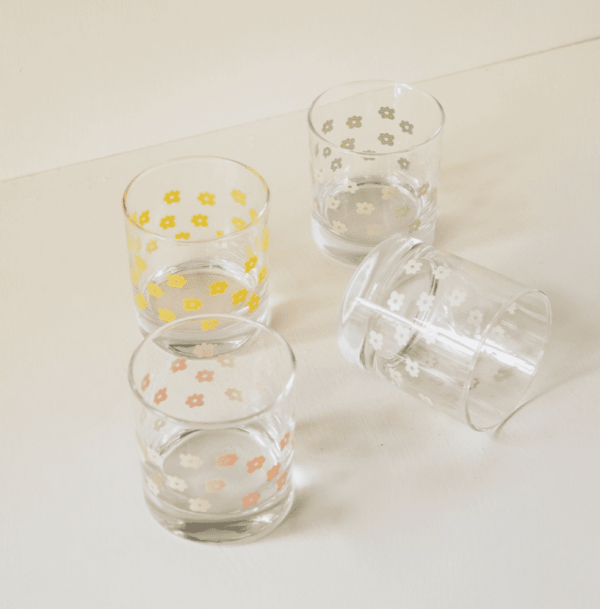 Ivory Floral Rocks Glass