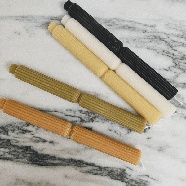 Fluted Chunky Black Tapers