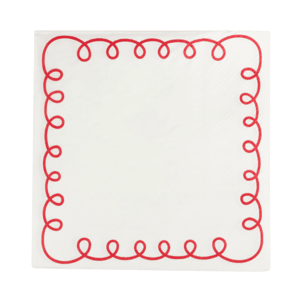 Red & Cream Scalloped Napkins