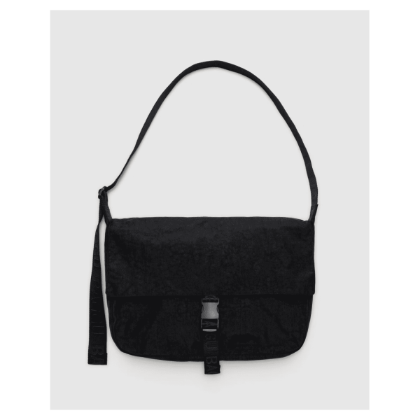 Nylon Messenger Bag, Black