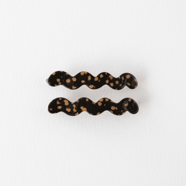 Cloud Wave Hair Pin Set, Black Terrazzo