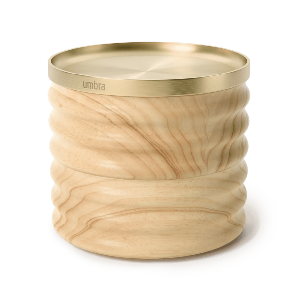 Tesora Wood Storage Box, Natural/Brass