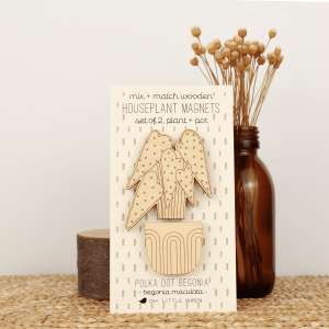 Polka Dot Begonia Wood Magnet