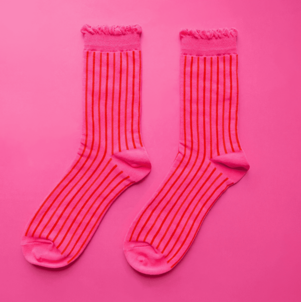 Fuschia Ruffle Socks