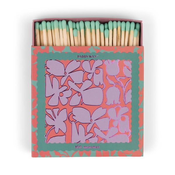 Jumbo Abstract Floral Matches, Teal Tips