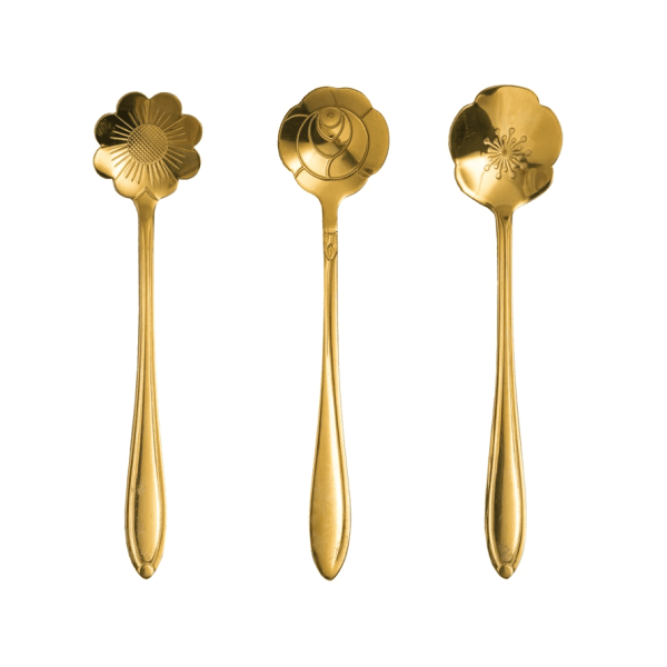 Gold Flower Spoons, Set/3