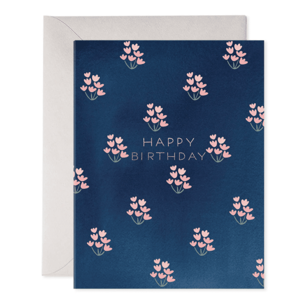 Dainty Block Print Blue Birthday