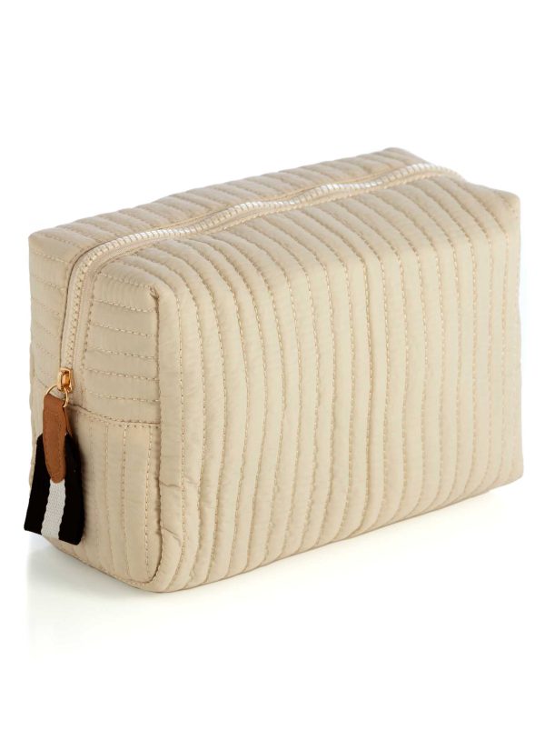 Ezra Boxy Cosmetic Pouch, Ivory/Lg