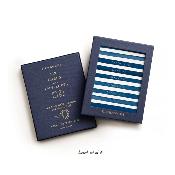 Navy Stripes Thank You, Boxed