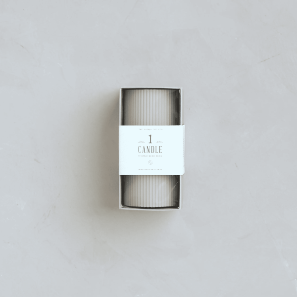 Fancy Pillar Candle, Parchment/3x6