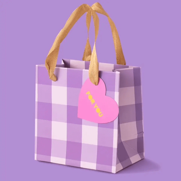 Purple Gingham Gift Bag, Md