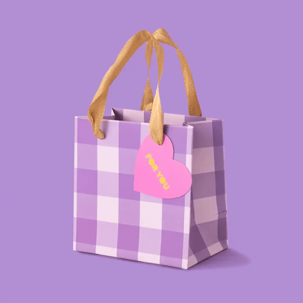 Purple Gingham Gift Bag, Sm
