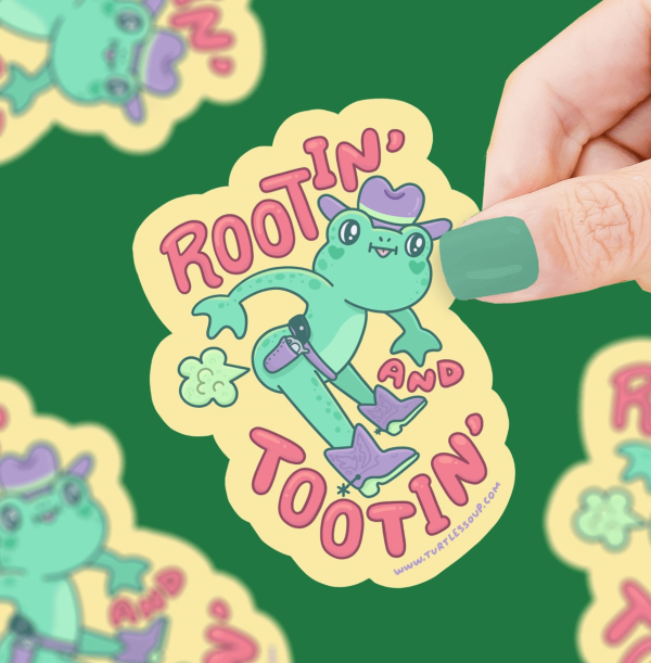 Rootin' and Tootin' Frog Sticker