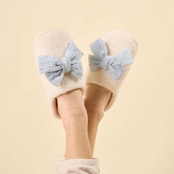 Betty Bow Lt. Blue Fuzzy Slippers, S/M
