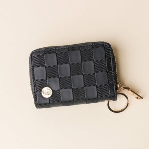 Zip Around Wallet, Black Check