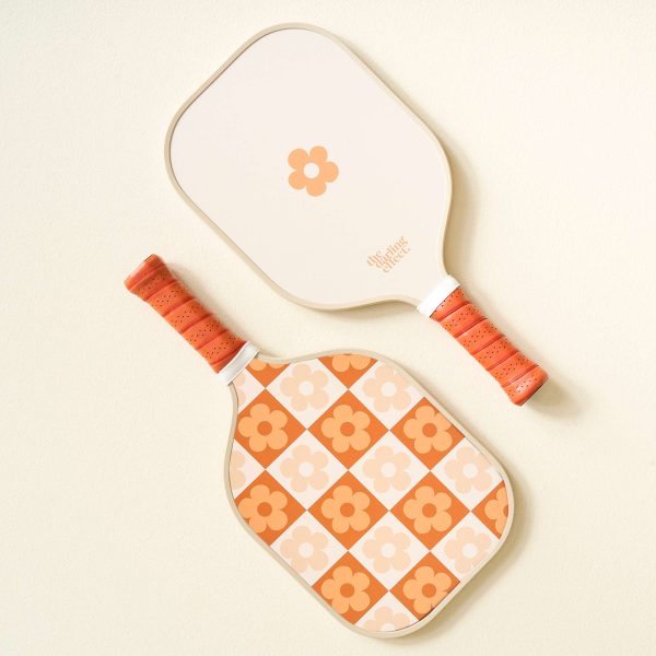 Brown Flower Check Pickleball Paddle