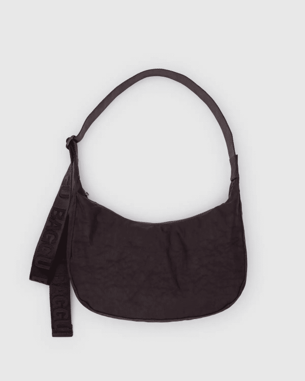 Chocolate Plum Medium Nylon Crescent Bag