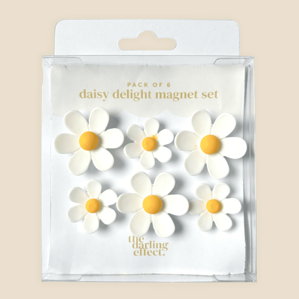 Daisy Delight Magnet Set, White