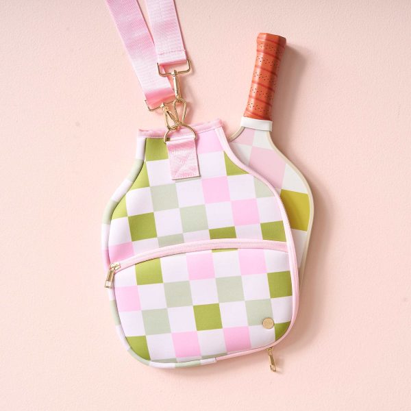 Green Check Pickleball Paddle Case