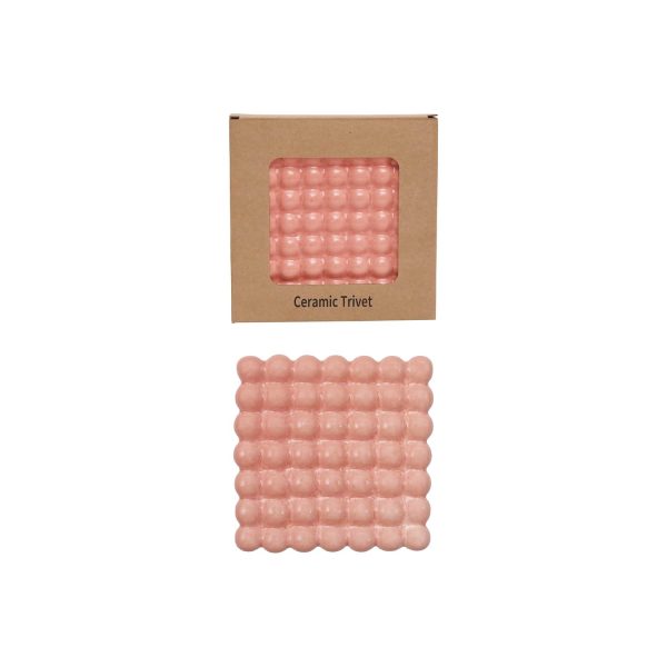 Pink Ceramic Hobnail Trivet