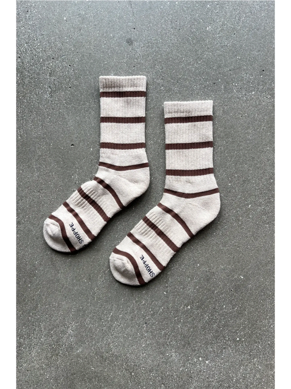 Boyfriend Socks, Flax Stripe