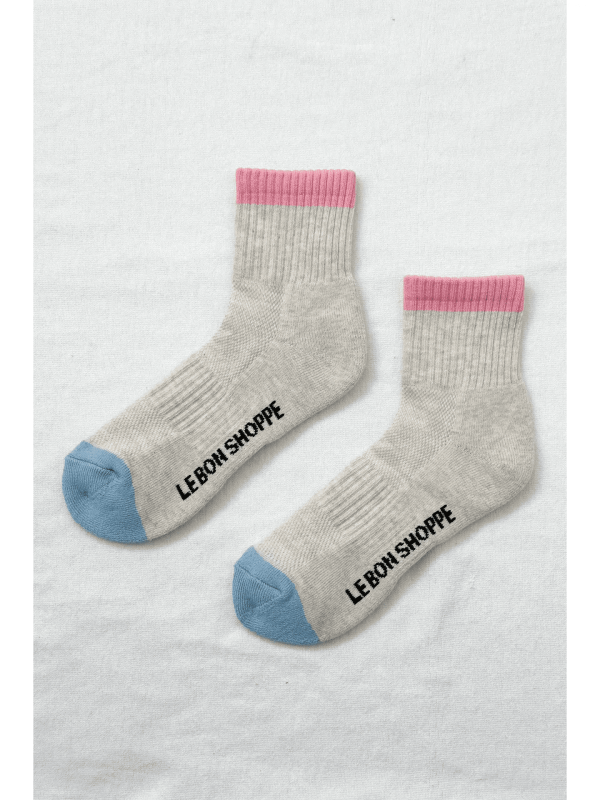 Girlfriend Socks, Gray Pink Color Block