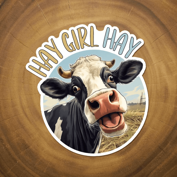 Hay Girl Hay Cow Sticker
