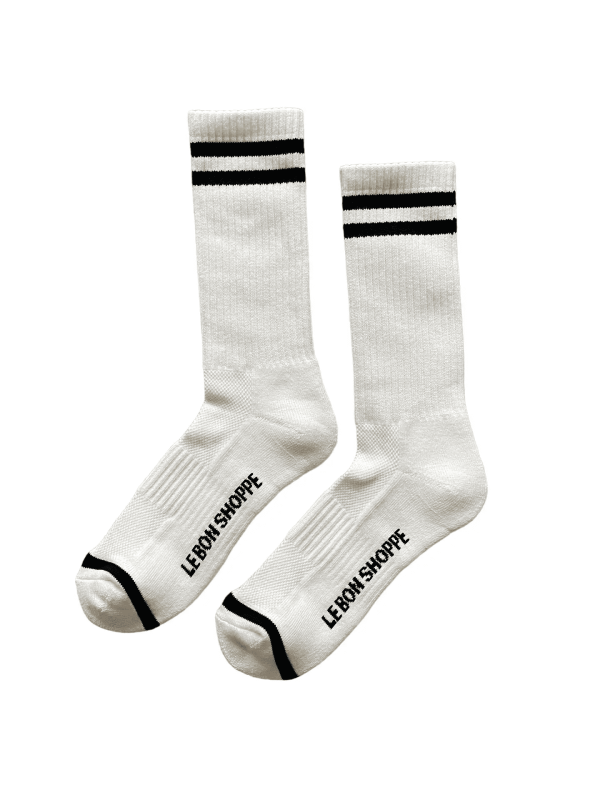 Extended Boyfriend Socks, Classic White