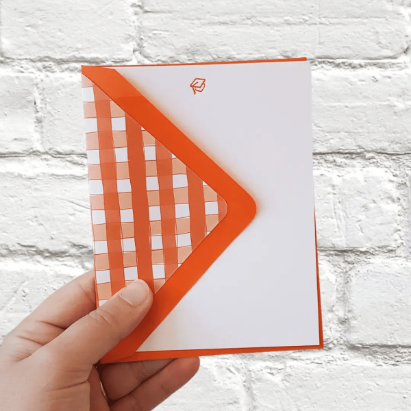 Grad Cap Orange Flat Notecard Set, Themed Liners
