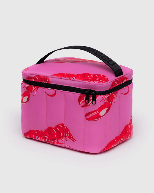 Pink Lobster Puffy Lunch Bag