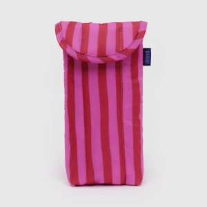 Puffy Glasses Sleeve, Pink & Red Painted Stripe