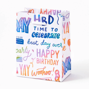 Happy Birthday Rainbow Script Gift Bag, Sm