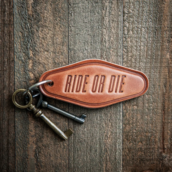 Ride or Die Leather Keychain