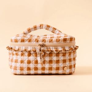Glam & Go Quilted Cosmetic Bag, Maple Gingham