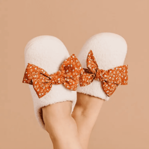 Betty Bow Fall Floral Fuzzy Slippers, M/L