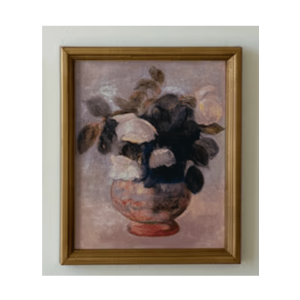 White Florals in Brown Vase Vintage Print
