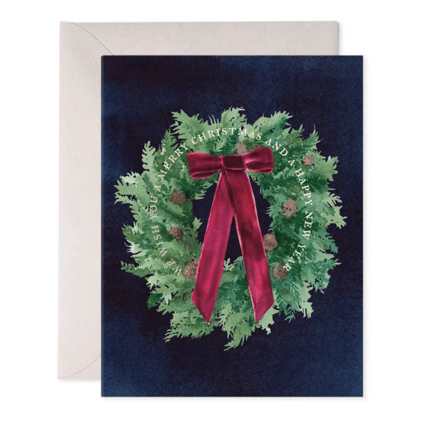 Velvet Bow Wreath Card