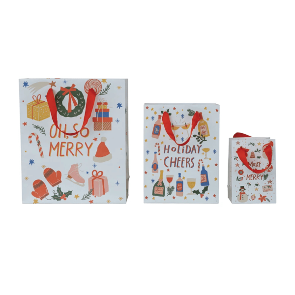 Christmas Sayings Gift Bags, Set/3